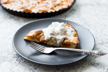 Homemade apricot tart on a table