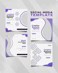 Creative business agency social media post template in modern and futuristic concept. Collection of business social media template