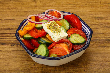 Traditional Greek salad with feta cheese