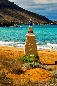 Chapel on the golden Ramla Bay in Gozo Maltese islands