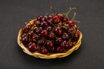 Sweet cherry in the basket