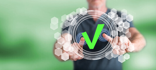 Man touching a validation process concept