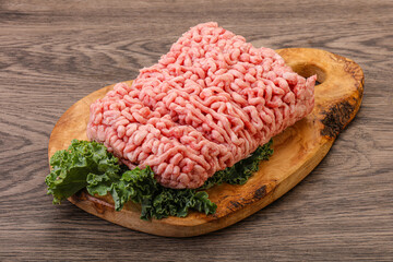 Raw pork minced meat for cooking