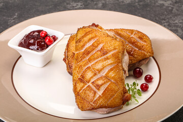 Roasted duck breast with sauce