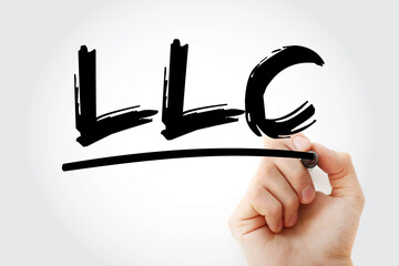 LLC - Limited Liability Company acronym with marker, business concept background