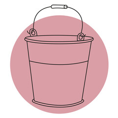 Icon of Garden Pail on color backgrond. Simple line doodle Garden Pail icon. Vector illustration in editable line.