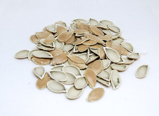 Pumpkin seed husks isolated on white background