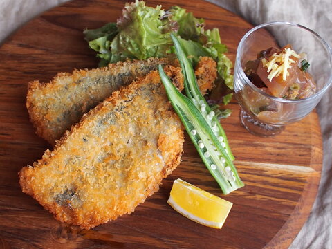 Deep-fried Horse Mackerel and Ryukyu (seasoned Raw Fish), Japanese Food