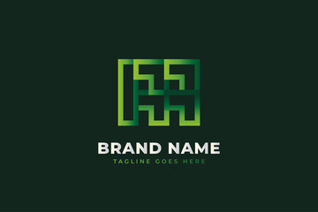 Obraz premium Initial AA letter logo with line style concept in green gradient for your business identity