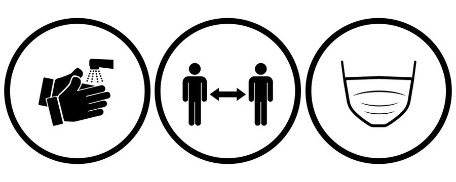 photo Keep Your Distance Clipart https stock adobe com images covid 19 preventation symbols set clean your hands maintain a safe distance wear a mask 407626233 start checkout 1 content id 407626233