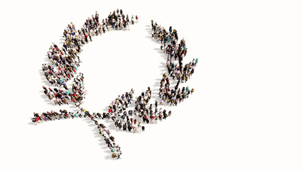 Concept or conceptual large community of people forming an laurel wreaths image on white background. A 3d illustration metaphor for victory, winning, success, achievement