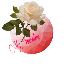 Vector of  rose flower illustration with polygonal design. Gradient and background. Typographic.