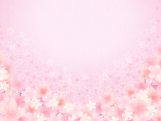 咲き誇る満開桜　ピンク背景