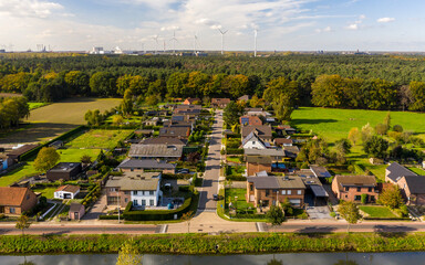 Aerial view of a residential area in the Flemish town of Wachtebeke
