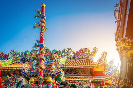 Munlanithi Prasatbun Sathan Shrine Is a Chinese shrine Ancient chinese art ,Is a public place Thailand the That is a tourist attraction, Phitsanulok,decoration for Chinese New Year