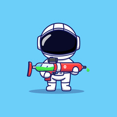 Cute astronaut carrying big weapon