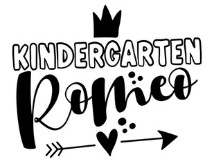 Kindergarten Romeo - Cute calligraphy phrase for Valentine's day. Hand drawn lettering for Lovely greetings cards, invitations. Good for t-shirt, mug, scrap booking, gift, printing press.