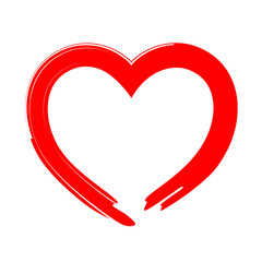 Red heart shape. Design for love symbols. Brush style. vector Illustration.