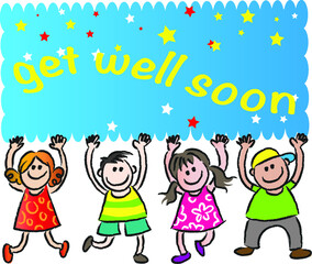 vector cartoon get well soon card