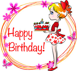 vector cartoon happy birthday  card