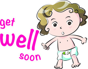 vector cartoon get well soon card