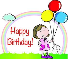vector cartoon happy birthday  card