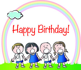 vector cartoon happy birthday  card