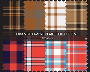 Orange Ombre Plaid textured Seamless Pattern Collection