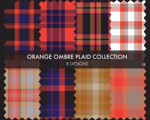 Orange Ombre Plaid textured Seamless Pattern Collection
