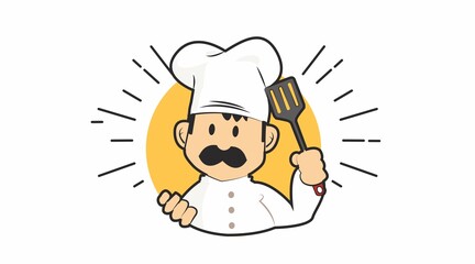 Vector Isolated Illustration of a Chef. Chef or Kitchen Icon