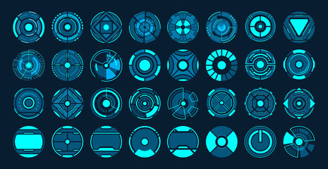32 Circle futuristic interface hud vector design.