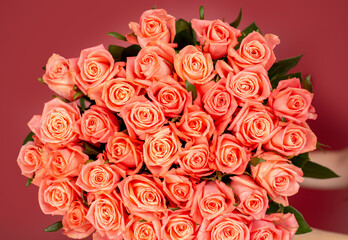 roses in a huge beautiful bouquet for the holiday