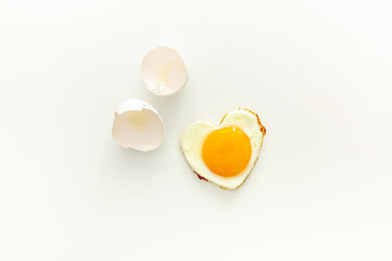 heart-shaped chicken egg with shell