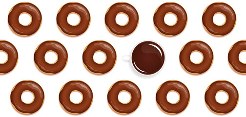 seamless tasty choco donut and coffee background vector illustration EPS10