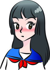 vector drawing hight girl emoji set