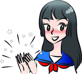 vector drawing hight girl emoji set