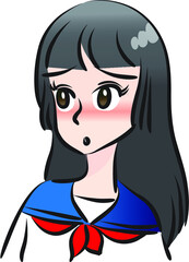 vector drawing hight girl emoji set
