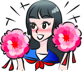 vector drawing hight girl emoji set