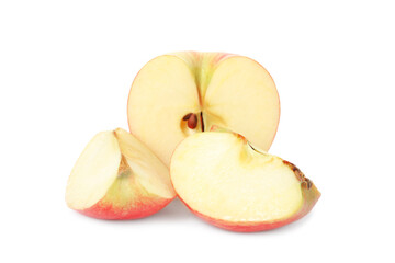 Fresh ripe red cut apple isolated on white