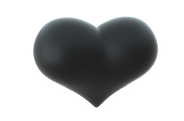 Valentines heart 3D render - -modern concept digital illustration of a black heart. Valentines concept illustration