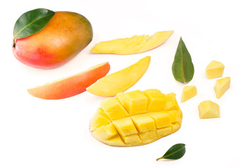 Mango leaf isolated on white background Clipping Path