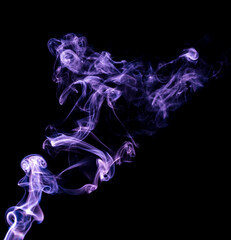 Purple smoke isolated on black background. Abstraction