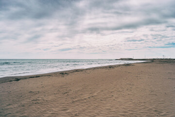 Lonely beach in the delta del ebro, tarragona, spain.