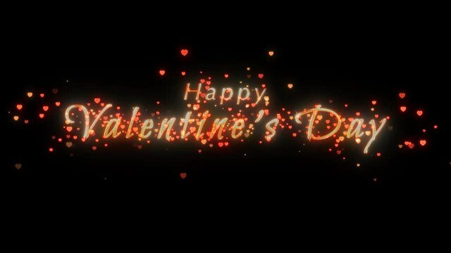 Alpha channel is included. Small hearts create a greeting lettering for Valentine's Day. Gold iridescent letters, decorative font. Glow effect. Quick Time, codec: PNG, 16-bit color, highest quality. 