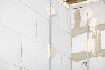 Brick wall in the room as a background.