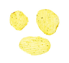 Chips isolated on white background.