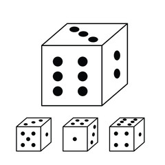 Dice Icon. Set of vector black and white illustrations in minimalistic trendy flat design style. Line drawing