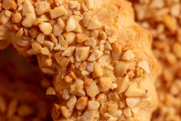 Shortbread cookies with nuts close-up. Background