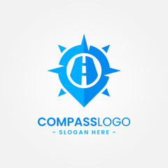 Obraz premium Compass logo design template. Concept of gps map, adventure, tourism, travel, exploration, etc. Creative vector symbol wanderlust.
