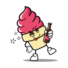 cute ice cream cartoon mascot character